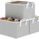 Closet Storage Bins, Fabric Closet Organizers and Storage Basket for Shelves, Collapsible Shelf Baskets for Organizing Shelves, Bedroom Clothes Basket, Gray, 3 Pack (14 " L x 10 " W x 8 " H)