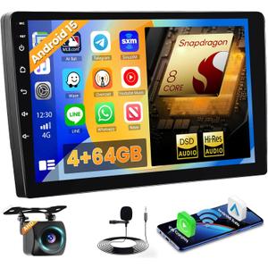 Qualcomn Chipset 8 Core 4+64G Android Car Stereo 9 Inch Touch Screen Built-in DSP Wireless CarPlay/Android Auto, GPS Navigation, Bluetooth 5.1, Cooling Fan, DSD Audio, Mirror Link, Reversing Camera