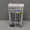 SIMPLETASTE Electric Salt and Pepper Grinder Set Automatic One Handed, Stainless Mill Shakers with Lights and Adjustable Coarseness, Battery Operated (Set of 2, Silver)