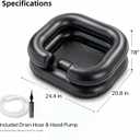 Inflatable Shampoo Basin, Portable Hair Washing Bowl with Drain Hose, Double-Layer Ergonomic Neck Support & Leak-Proof Design, for Bedridden, Disabled, Elderly and Pregnant Women (black