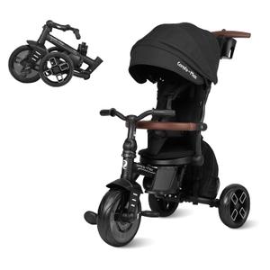 QPlay Toddler Bike Stroller for Baby 10 Months to 6 Years Old, 8-in-1 Foldable Stroller Bike for Toddlers 3-5 Boys & Girls Gifts Trike Adjustable Handle, Triple Footrest, Canopy & Storage Bag