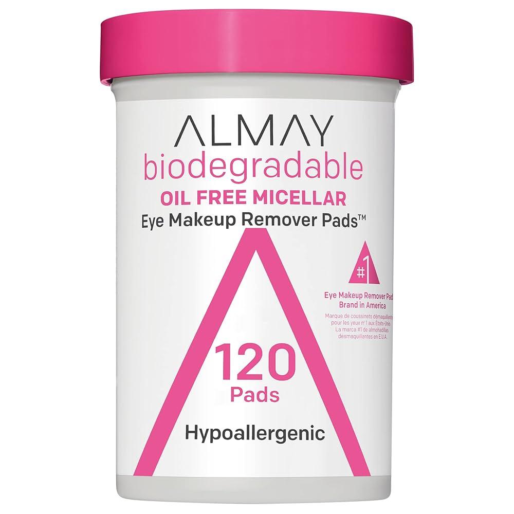 Almay Eye Makeup Remover Pads with Aloe, Oil Free, Hypoallergenic, Fragrance Free, Dermatologist & Ophthalmologist Tested, 8.8 oz, 120 Pads (Pack of 2)