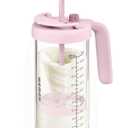 Borosilicate Glass Formula Mixing Pitcher – 32oz True Mixing Capacity, Time Dial for Freshness Tracking, Dishwasher-Safe, BPA-Free Lid, Perfect for Breastmilk Pitcher Method & Multi-Baby Feeding, Pink