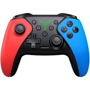 ELISWEEN Wireless Switch Controller for Switch Controller/Lite/OLED, Switch Controller Joysticks Work with iOS/Android/PC-Switch Pro TURBO Controller with Wake-up Programmable (Upgraded Vision) (Red+Blue)