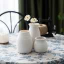 Ceramic Bud vase, Small Flower Vases Set of 3, Modern Rustic Farmhouse Home Decor, Coffee Table Decor, Petite Boho vases, Ideal for Shelf (White)