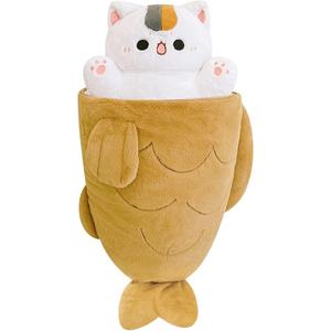 Ditucu 32 inch Large Taiyaki Cat Plush Pillow Giant Kitten Inside Fish 2 in 1 Big Size Stuffed Animal Plushies Toys with Outfit Sleeping Doll Gifts for Girls Boys