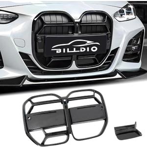 G22 Grille - Black Kidney Single slats Grill Compatible With BMW 4 Series G22/G23 2021-2024 430i M440i ABS Gloss Black Kidney Grill