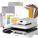 HTVRONT Auto Heat Press Machine for T Shirts - 15x1552 Pcs Heat Press Accessories & 15"x15" Heat Press Mat for Cricut12" x 20ft Black & White Heat Transfer Vinyl