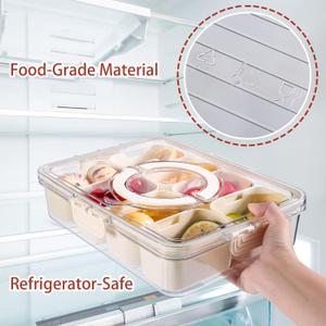 Bandesun Divided Serving Tray with Lid and Handle - Snackle Box Charcuterie Container for Portable Snack Platters - Clear Organizer for Candy, Fruits, Snacks，Nuts - Perfect, 1 pack compartments small 16pcs