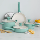 GreenPan Rio Healthy Ceramic Nonstick Cookware Pots and Pans Set, PFAS-Free, Dishwasher Safe, Turquoise 10Pcs