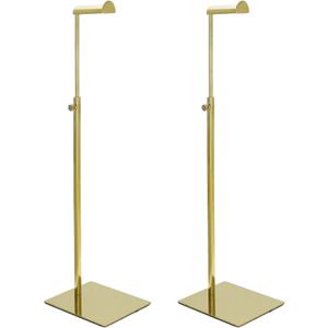 QWORK Purse Display Stands, 2 Pack Polished Gold Handbag Display Holder Jewelry Rack, (15.75" to 27.56") Adjustable Height Retail Countertop Single Hook Display Stand, for Bags,Purses,Wig, Jewelry