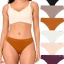 BAMBOO COOL Women's Thongs Seamless Moisture-Wicking Breathable Underwear High Stretchy Mid Waisted Panties Tagless 6 Pack Small