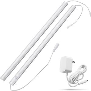 Under Cabinet Motion Sensor Lighting Indoor Plug in, 16" 12V LED Under Counter Lights Super Bright Ultra Thin Magnetic for Kitchen/Hallway/Toilet/Garage/Closet(Cold White/6000K, 2 Pack)