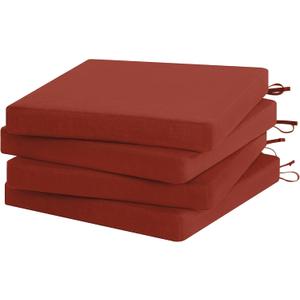 Favoyard Outdoor Chair Cushion Set of 4 Rainproof & Color Fade Resistant 19 x 19 x 2 in Square Corner Patio Furniture Cushions with Waterproof Hidden Zipper Attach Ties for Dining Table Chairs Seats (Red)