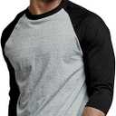 TOP PRO Men's 3/4 Sleeve Casual Raglan Jersey Baseball Tee Shirt 2XL