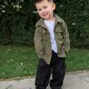 HINTINA Toddler Little Boy Corduroy Button Down Jacket T-shirt Cargo Pant 3 Pieces Outfits Set (M)