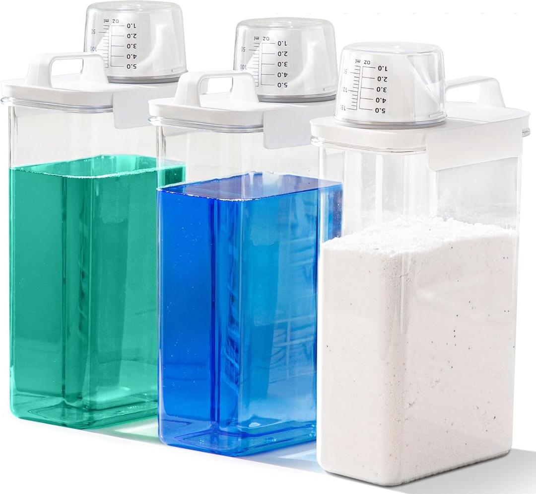 VUNDO [3 Pack] Liquid Laundry Detergent Dispenser For Laundry Room Organization And Storage, 78oz Large Capacity Laundry Soap Containers With 12 Removable Labels, BPA Free & PET Plastic Clear