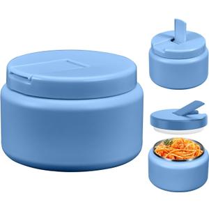 13.5oz Kids Jar for Hot Food, Insulated Vacuum Food Jar with Buckle Lid, Stainless Steel Wide Mouth Leak Proof Insulated Lunch Container for School Picnic Travel, Sky Blue