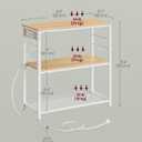 VASAGLE Kitchen Island with Power Strip, 3-Tier, 6 Hooks, Metal Frame, 35.4"H