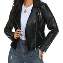 Fahsyee Faux Leather Jacket for Women, Vegan Jackets Moto Biker Motocycle Coat, 2XL