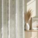 100% Boho Blackout Curtains 63 Inches Long for Bedroom, Grey on Beige Patterned Bohemian Curtains for Living Room, Geometric Striped Thermal Insulated Window Drapes Gromment Top 2 Panels