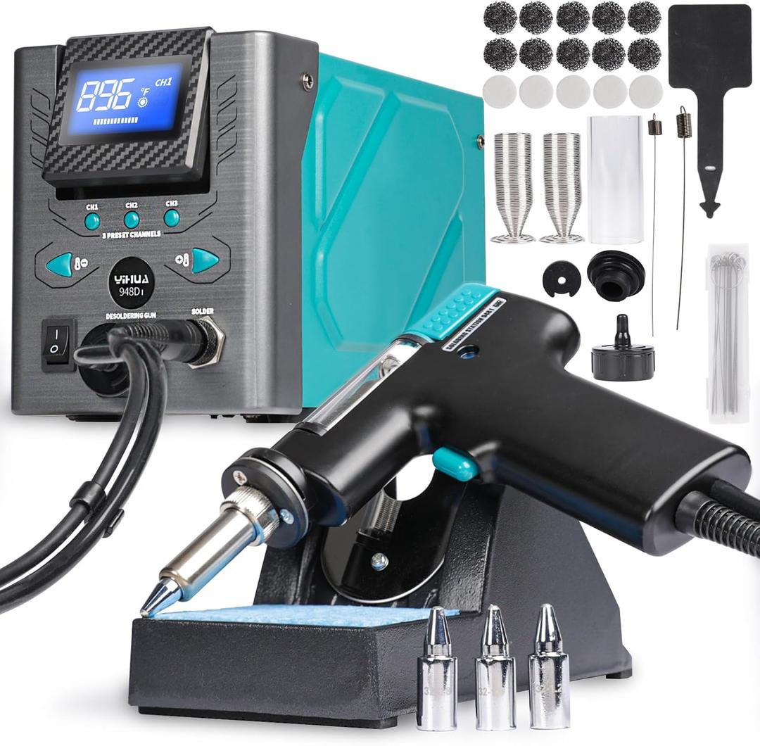 YIHUA 948D-I Desoldering Station 110W High Performance ESD-Safe with Temperature Control 716-896F Adjustable, 3 Pre-set Channels, C/F Conversion, Auto Stand-by, Sleep Mode