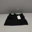 ELLEVEN Women's Low Waist Mini Cargo Skirt Y2K, High-Stretch Bodycon Button Denim Skirt with Pockets (Black,  XS )