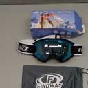 findway Ski Goggles OTG - Over Glasses Snow/Snowboard Goggles for Men, Women & Youth - 100% UV Protection (C5-revo Blue Lens Vlt 8%)
