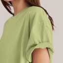 TARSE Oversized Tshirts for Women 2024 Loose Fit Summer Tunic Tops Soft Cotton Short Sleeve Boxy Tee, Small, Sea Mist (Green, S)