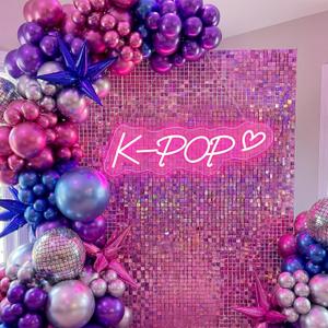 Gerrii K-pop Themed Party Decoration Neon Signs Heart LED Neon Light for Wall Decor Pink and Purple Kpop Music Korean Idol Birthday Decorations Y2K Concert Movies TV Fans Prom Party Supplies