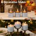 Rechargeable Marble Flameless Candles, Gray Glass LED Pillar Candle with Remote & Timer,Decorative Candles for Living Room, Bedroom, Holiday Dcor & Gifts for Women,Set of 3