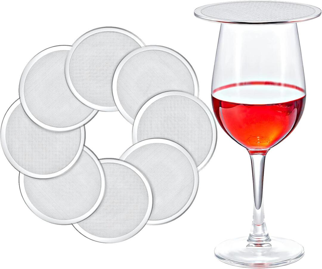 8 Pieces Stainless Steel Drink Covers Wine Glass Cover Mesh Ventilated Discs Keeps Debris out Cup Lids Wine Glass Topper for Beverage Cap Outdoors Ventilation Reducing Splashing