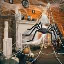 200" Halloween Spider Web + 59" Giant Spider Decorations, Triangular Huge Spiders Web and Hairy Scary Fake Spider, for Indoor Outdoor Porch Yard, Scary Haunted House Party, and Halloween Dcor