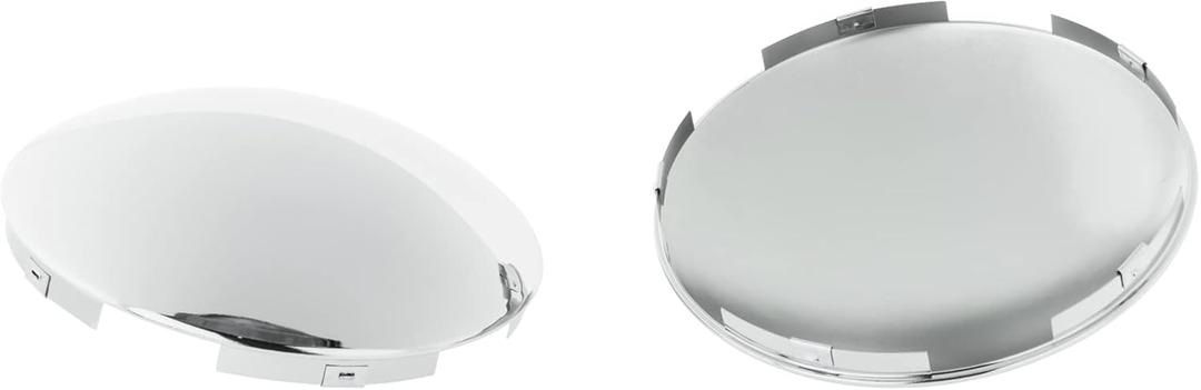 Semi Truck Hub Cap Cover - 5 Even Notched - for Front Wheel Universal Fit - 2 Pc Pack, Lip: 7/16" with pre-Installed Clips (Dome Top, Chrome)