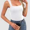 OwnTime Womens Square Neck Tank Tops Dressy Summer Sleeveless Shirts Sexy Going Out Fitted Trendy Tops T Shirts Blouses, M