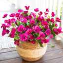 2 x Hoppwodd Hibiscus Artificial Flowers for Outdoors Spring Decoration, 6 Bundles Faux Silk Flowers UV Resistant Look Real Artificial Tropical Flower Fake Plants for Outside Planter Porch Patio, Fuchsia