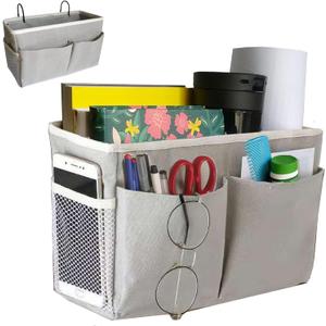 Bedside Caddy, Bedside Hanging Storage Organizer for College Dorm Bed, Bunk and Hospital Beds, Can be Placed Books, Phones,Keys, GlassesMagazine Holder (Grey, 1)