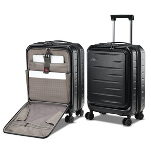 CENSIEN Expandable Carry On Luggage Airline Approved, 20 Inch Lightweight ABS+PC Hard Shell Suitcases with Front Pocket, Spinner Wheels, TSA Lock (Black, 1PC)