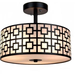 DLLT Flush Mount Ceiling Light: Modern 3-Light Semi Flush Mount Ceiling Light Fixture - Drum Kitchen Lighting Fixture for Dining Room - Black Bedroom Ceiling Lamp with Double Shade