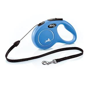 FLEXI New Classic Cord Retractable Dog Leash for Small Dogs up to 26 lbs. – 16 ft., Blue | Tangle-Free Pet Walking Leash with One-Handed Brake, Pause, Lock|German Quality Product