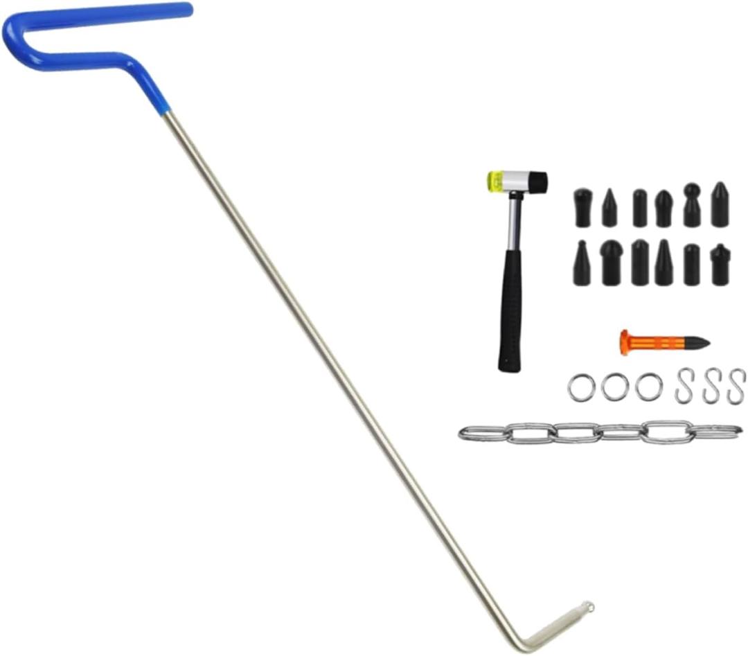 LadyRosian Paintless Dent Repair Tool Removal Rods Set Stainless Steel Tools with S-Hook for Hail Damage Repair and Car Body Dent