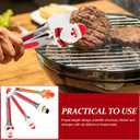 BESTonZON 4pcs Christmas Stainless Steel Food Tongs, Mini Tong Santa Snowman Gingerbread Man Style with Silicone Tips for Xmas Party