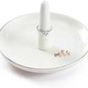 HOME SMILE Mrs Ring Holder Jewery Tray-Monogrammed Engagement Gifts for Friends,Birthday Mother's Day Christmas Gifts for Women,Ceramic White