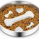 Slow Feeder Dog Bowls8.2-inch Diameter Dog Slow Feeder Bowl304 Stainless Steel Heavy Duty with Non-Slip Rubber Base2Cups Capacity for Medium & Large Dogs to Slow Down Eating