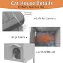Rockever Waterproof Cat House for Outdoor Cats, Insulated Outdoor Cat House with Soft Mat, Elevated Feral Cat House Outdoor Indoor, Safe Escape Door, Spacious and Clean Easily(M,Grey with Mat)