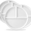 10" Ceramic Divided Plates Set of 4Pcs, Portion Control Plate, Reusable Bariatric Plate for Kids Adults, 3 Compartment Plates, White Dinner Plates for Balanced Meal, Microwave, Dishwasher Safe