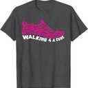 Breast Cancer Pink Ribbon Walk For Cure Cool Awareness Gifts T-Shirt, Size M, Grey