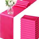 Horbaunal 12 Pack Hot Pink Satin Table Runner 12 x 108 Inch, Smooth Table Runners for Wedding Banquets Birthday Party