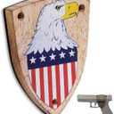 DGWJSU Gun Magnet Mount 35 lbs Rating, Real Wood Gun Magnet, Hidden Magnet Gun Mount for Pistol, Rifle, Shotgun, Using in Wall Gun Rack, Car, Truck, Safe, Desks, Gun Gifts- Shield (1-Pack