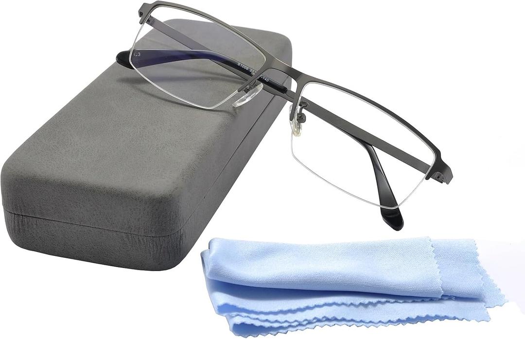 Computer Blue Light Blocking Glasses For Men Computer Gaming Glasses Metal Half Frame Clear Lens Eye Protection
